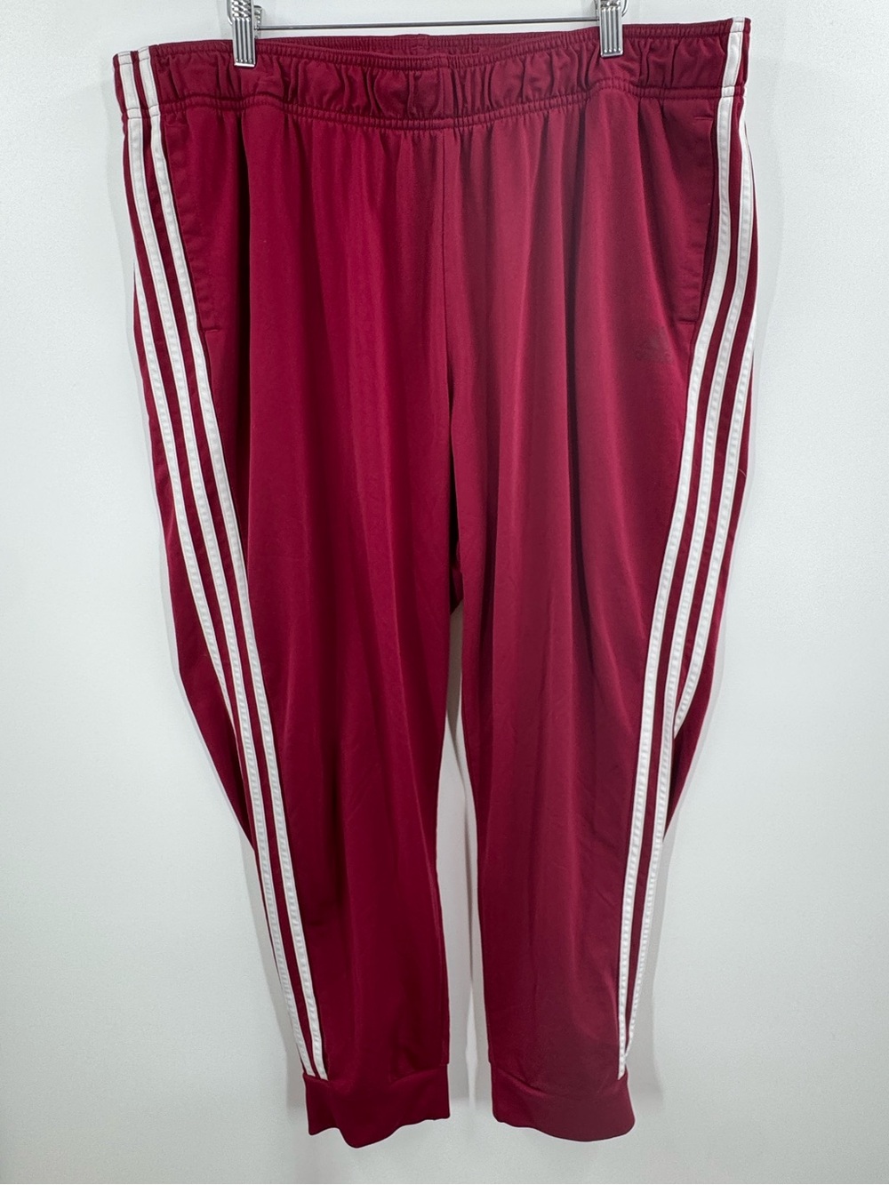 adidas Maroon Track Pants with White Three-Stripes